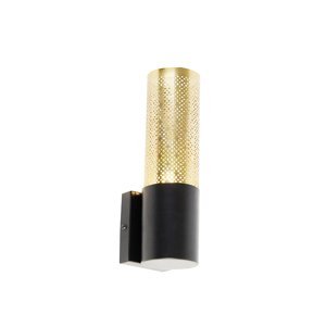 Industriálne nástenné svietidlo čierne so zlatou 11,5 cm - Raspi