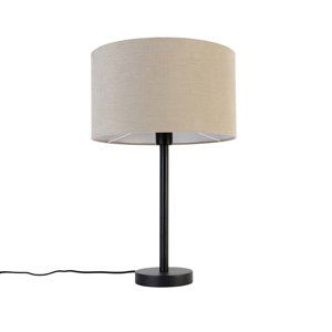 Moderná stolná lampa čierna s tienidlom svetlohnedá 35 cm - Simplo