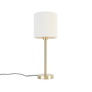 Klasická stolná lampa z mosadze s tienidlom biela 20 cm - Simplo