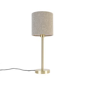 Klasická stolná lampa z mosadze s tienidlom boucle taupe 20 cm - Simplo