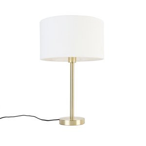 Klasická stolná lampa z mosadze s bielym tienidlom 35 cm - Simplo