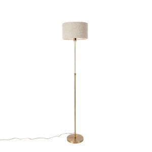 Stojacia lampa nastaviteľná bronzová s tienidlom boucle taupe 35 cm - Parte