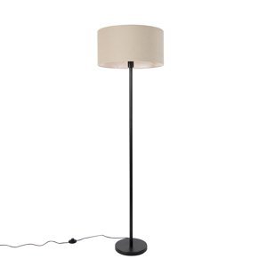 Stojacia lampa čierna s tienidlom svetlohnedá 50 cm - Simplo