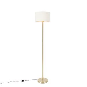 Stojacia lampa mosadzná s tienidlom biela 35 cm - Simplo