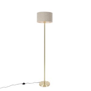 Stojacia lampa mosadz s tienidlom boucle taupe 35 cm - Simplo
