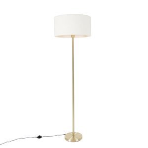 Stojacia lampa mosadzné tienidlo biele 50 cm - Simplo