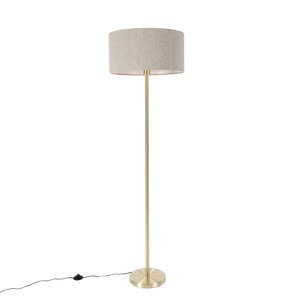 Stojacia lampa z mosadze s tienidlom boucle taupe 50 cm - Simplo