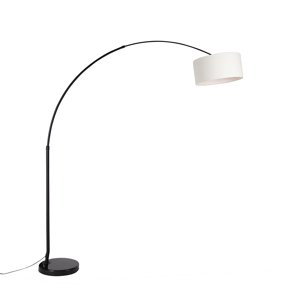 Moderná oblúková lampa čierna s tienidlom biela 50 cm - XXL