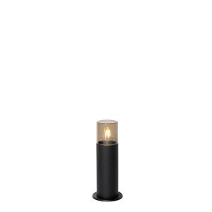 Stojanové vonkajšie svietidlo čierne s dymovým tienidlom 30 cm IP44 - Odense