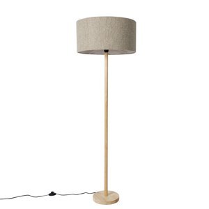 Vidiecka stojaca lampa z dreva s buklým odtieňom taupe - Mels