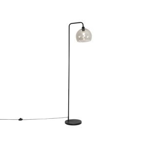 Inteligentná stojaca lampa čierna s dymovým sklom vrátane WiFi A60 - Maly