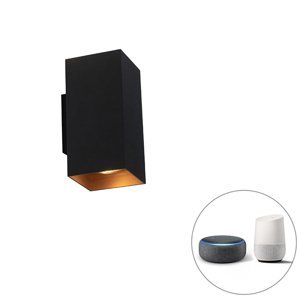 Inteligentné nástenné svietidlo čierne so zlatým štvorcom vrátane 2 WiFi GU10 - Sab