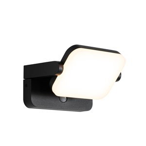 Vonkajšie nástenné svietidlo čierne vrátane LED nastaviteľné s pohybovým senzorom - Kamile