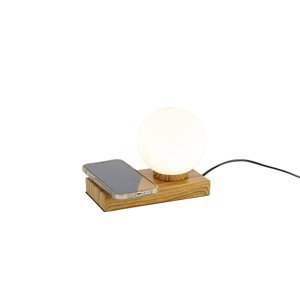 Stolná lampa natural s dotykovou a indukčnou nabíjačkou - Janneke