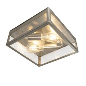 Moderné štvorcové vonkajšie stropné svietidlo z ocele, 2 žiarovky - Rotterdam