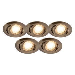 Sada 5 moderných zápustných bodových svietidiel bronz vrátane LED 3-stupňovo stmievateľné - Mio