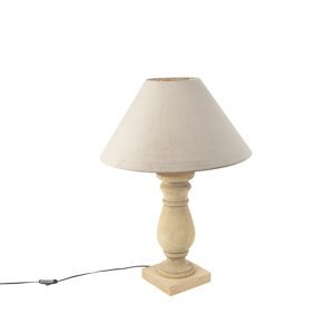 Vidiecka stolná lampa s velúrovým tienidlom taupe 50 cm - Catnip