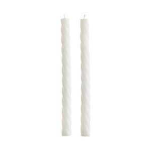 TWISTED Sada lesklých sviečok 2 ks 25,5 cm - biela