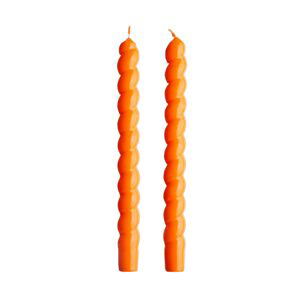 TWISTED Sada lesklých sviečok 2 ks 25,5 cm - oranžová