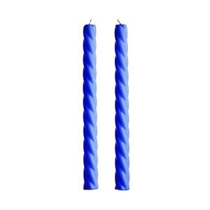 TWISTED Sada lesklých sviečok 2 ks 25,5 cm - modrá