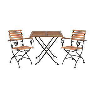 PARKLIFE Set záhradného nábytku 2 ks stoličky s opierkami a 1 ks stôl - hnedá/čierna