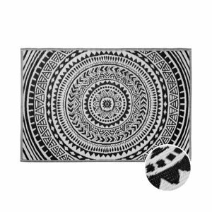 COLOUR CLASH Vonkajší koberec kruhy 180 x 120 cm - čierna/biela