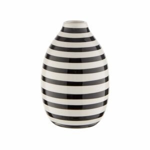 CARO Váza prúžkovaná 9 cm - biela/čierna