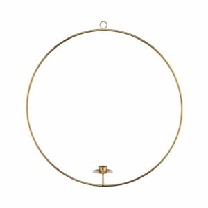 LUNA Dekoračný kruh sa svietnikom 50 cm - zlatá