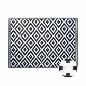 COLOUR CLASH Vonkajší koberec kosoštvorce 200 x 150 cm - čierna/biela