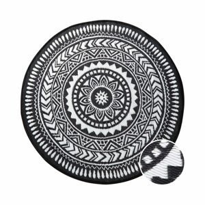 COLOUR CLASH Vonkajší koberec kvetiny 150 cm - čierna/biela