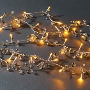 JINGLE LIGHTS LED Svetelná reťaz s USB s perlami a rolničkami 40 svetiel