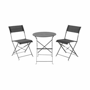 URBANIZED Balkónový set stôl a 2 stoličky - čierna