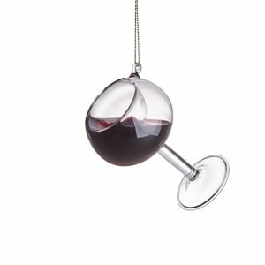 HANG ON Sklenená ozdoba pohár červeného vína