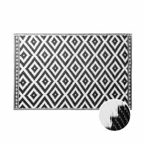 COLOUR CLASH Vonkajší koberec kosoštvorce 180 x 120 cm - čierna/biela