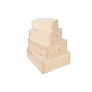 Drevené krabičky - set 4ks
