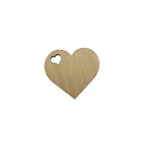 Drevené srdiečko s vyrezaným srdcom 6 x 5,5 cm