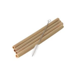 Bambusové slamky - súprava 4 ks s kefkou
