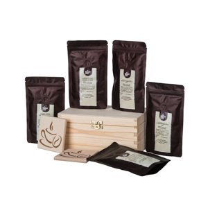Darčeková drevená krabička - Kávy z rôznych kútov sveta