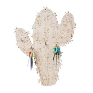 Drevený vešiak na kľúče - kaktus