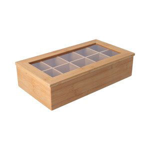 Bambusový čajový box s vekom (10 priehradiek)