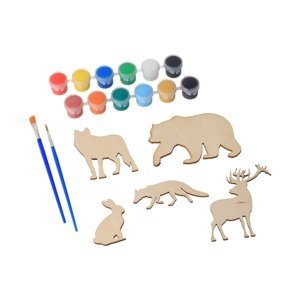 Sada 12ks akrylových farieb s 2 štetcami a výrezmi na domaľovanie Zvoľte variant:: Lesné zvieratá