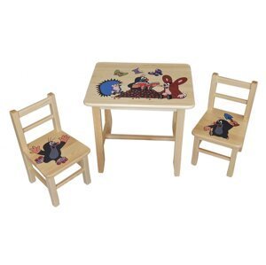 Drevený detský stolček so stoličkami - Krtko
