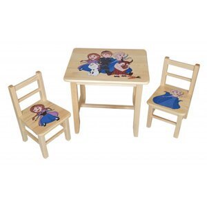 Drevený detský stolček so stoličkami - Ľadové kráľovstvo