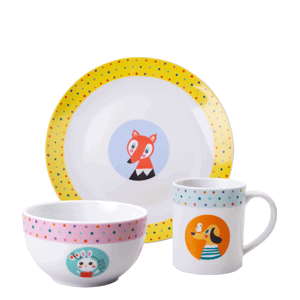 Detský porcelánový set 3 ks – KIDS World Animals