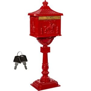 STILISTA Starožitná poštová schránka, 118 cm, červená