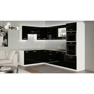Rohová kuchyňa Vicky black ľavý roh 290x180 (čierna vysoký lesk)
