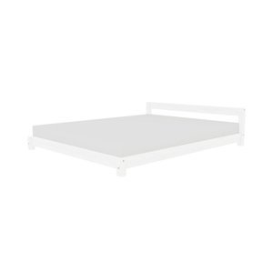 Benlemi Dvojlôžková drevená posteľ COMFY v scandi štýle Rozmer: 140 x 200 cm, Zvoľte farbu hranolov: Biela, Zvoľte farbu plôch: Biela