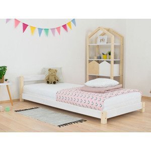 Benlemi Detská jednolôžková posteľ s čelom DREAMY Rozmer: 120x180 cm, Zvoľte farbu hranolov: Nelakovaná, Zvoľte farbu plôch: Biela