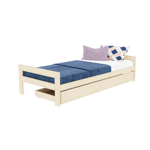 Benlemi Rastúca drevená jednolôžková posteľ SWITCH 2v1 s čelami a úložným šuplíkom Zvoľte farbu: Biela, Zvoľte rozmer: 120x200 cm