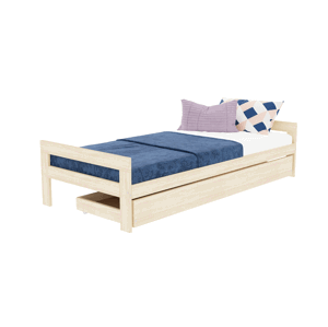 Benlemi Rastúca drevená jednolôžková posteľ SWITCH 2v1 s čelami a úložným šuplíkom Zvoľte farbu: Svetlo modrá, Zvoľte rozmer: 135x190 cm